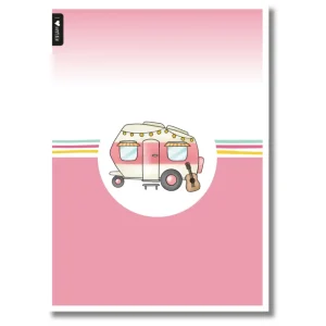 Ansichtkaart caravan roze I Love Kamperen