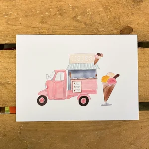 Ansichtkaart roze ijskar foodtruck