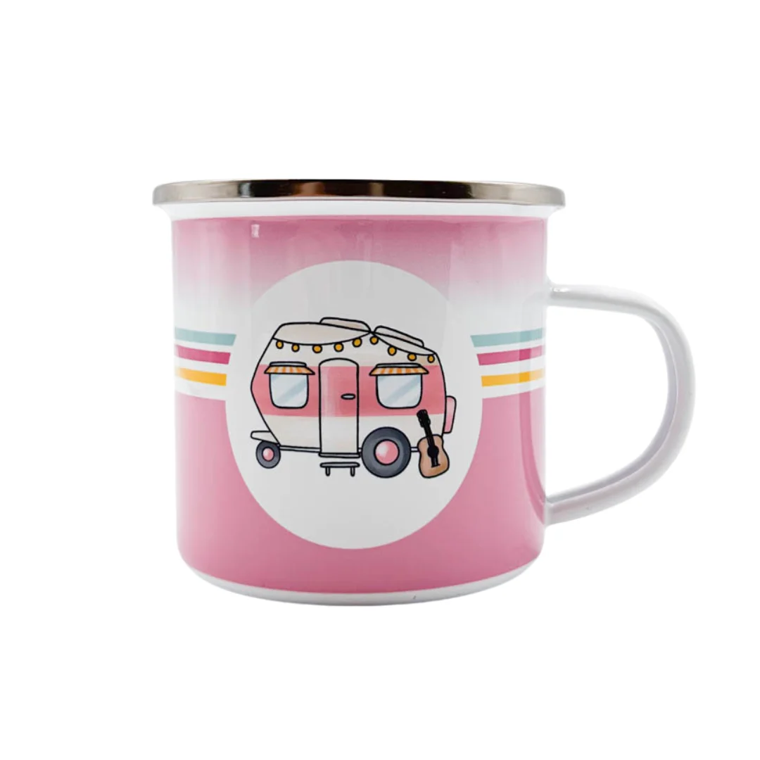 Emaille mok caravan I Love Kamperen