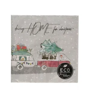 Kerstservetten caravan en camper Driving Home for Christmas