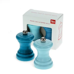 Mini peper- en zoutstel molen blauw