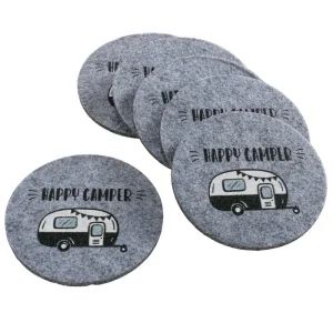 Onderzetters vilt caravan Happy Camper