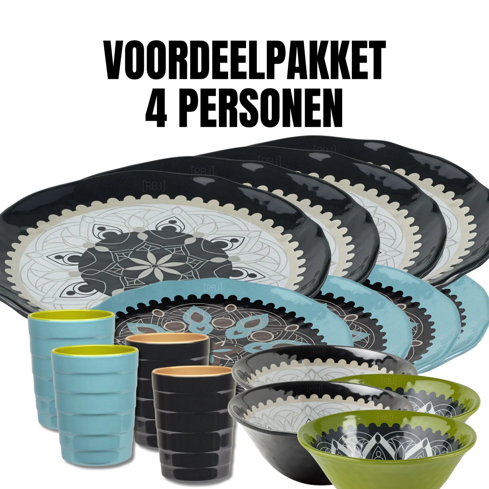 Rebel-Outdoor servies 4 personen – voordeelset – kleur naar keuze