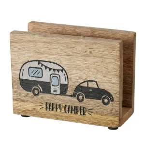 Servettenhouder hout caravan Happy Camper