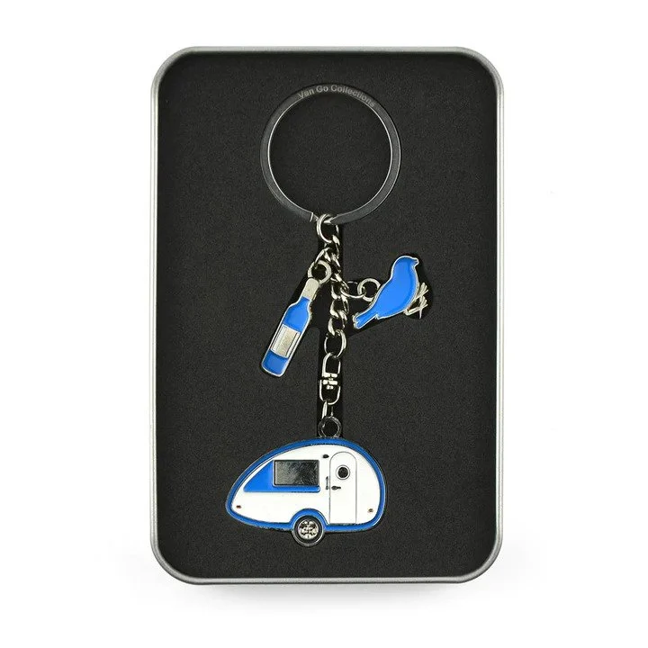 Sleutelhanger caravan teardrop blauw - Afbeelding 2