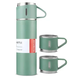 Thermosfles – waterfles met 3 mokjes mintgroen